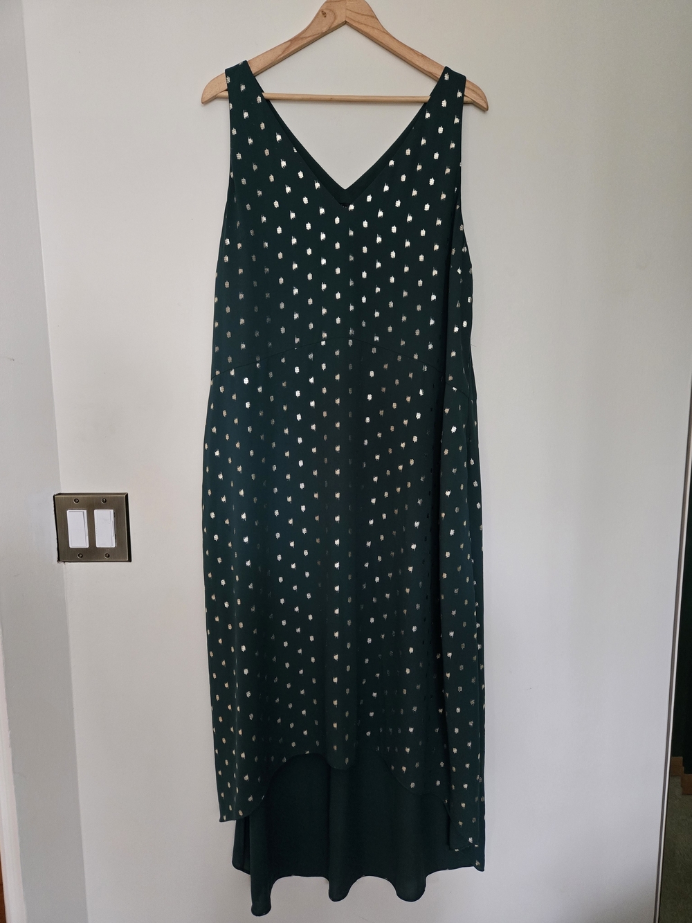 Ted Baker Dark Green Polka Dot High-Low Maxi Dress